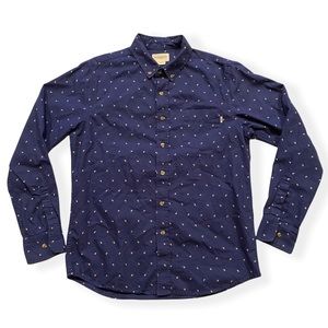 OBEY Propaganda Button Down Long Sleeve Shirt Blue Men's Small